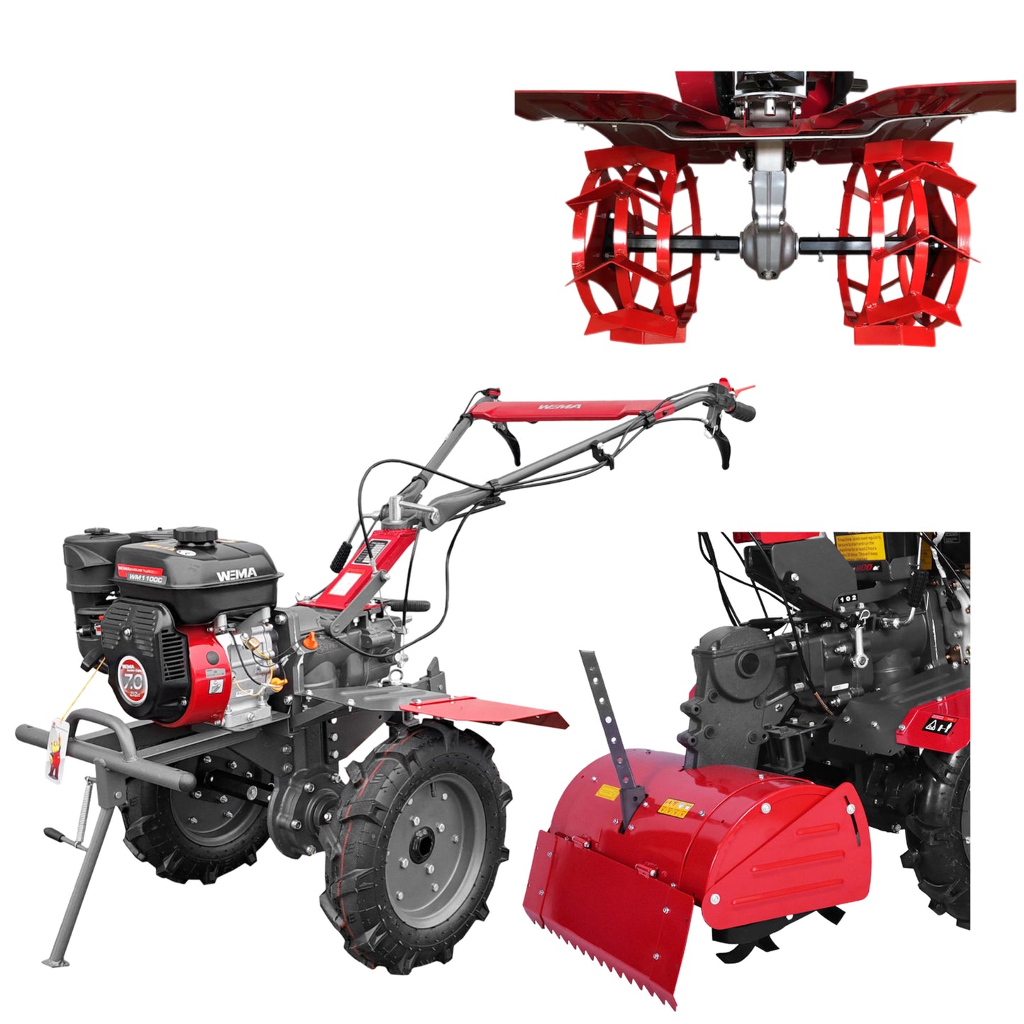 Motorhacke Weima WM1100C-6 mit Bodenfräse und Eisenrädern (ohne Getriebe- und Motoröl)