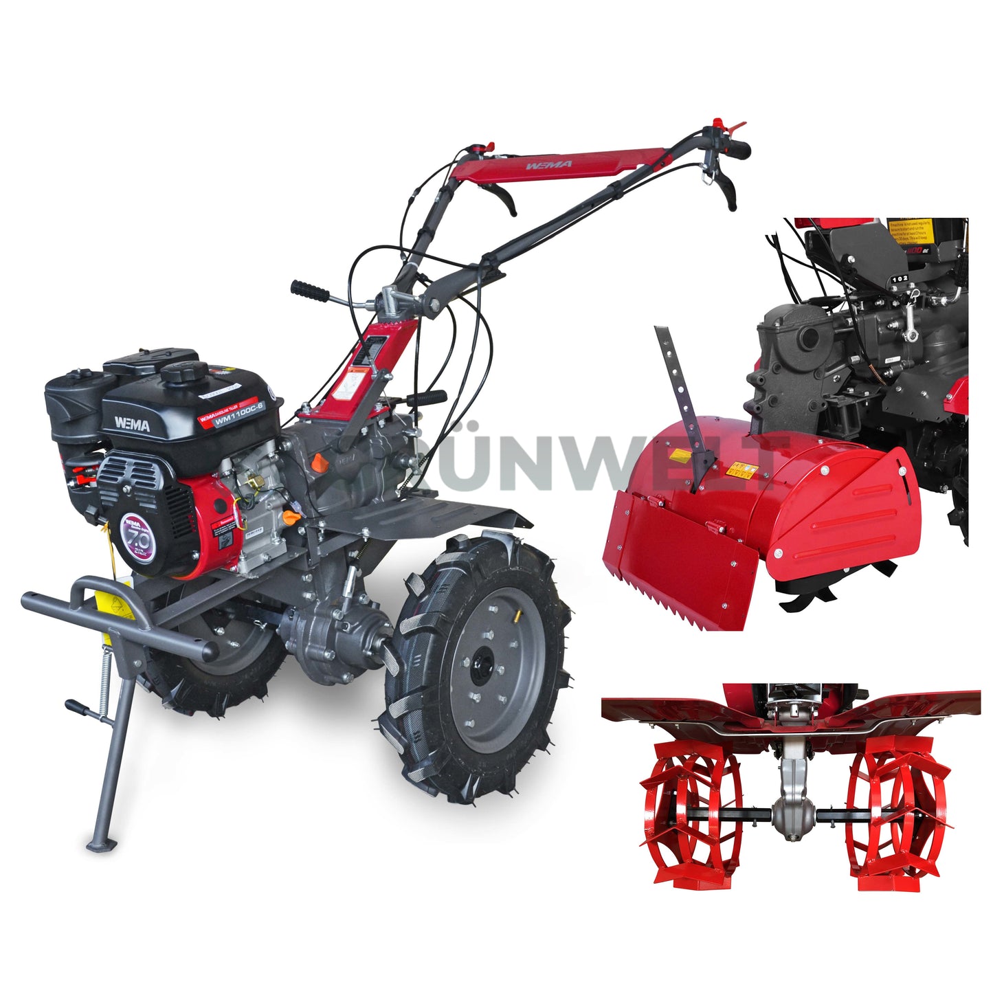 Motorhacke Weima WM1100C-6 DIFF SET mit Bodenfräse und Eisenrädern (ohne Getriebe- und Motoröl)