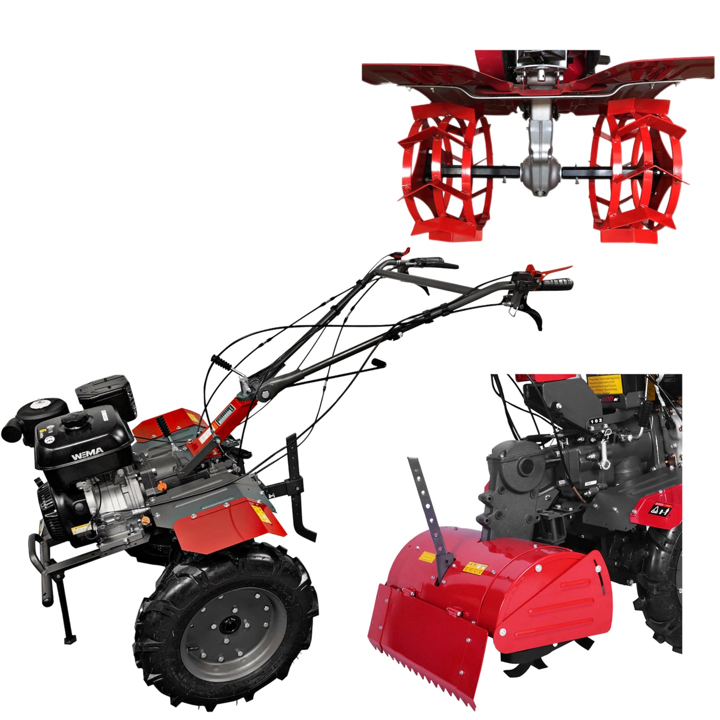 Motobineuse Weima WM1100F-6 DIFF SET avec fraise rotative et roues en fer (sans huile de boîte de vitesses ni moteur)