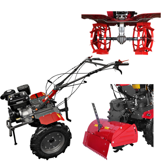 Motorhacke Weima WM1100F-6 DIFF SET mit Bodenfräse und Eisenrädern (ohne Getriebe- und Motoröl)