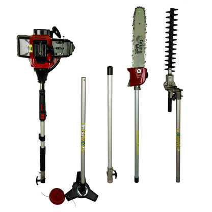 5in1 Motorsense Benzin Rasentrimmer Freischneider Hochentaster Heckenschere Multitool Grünwelt GW-44F-5A