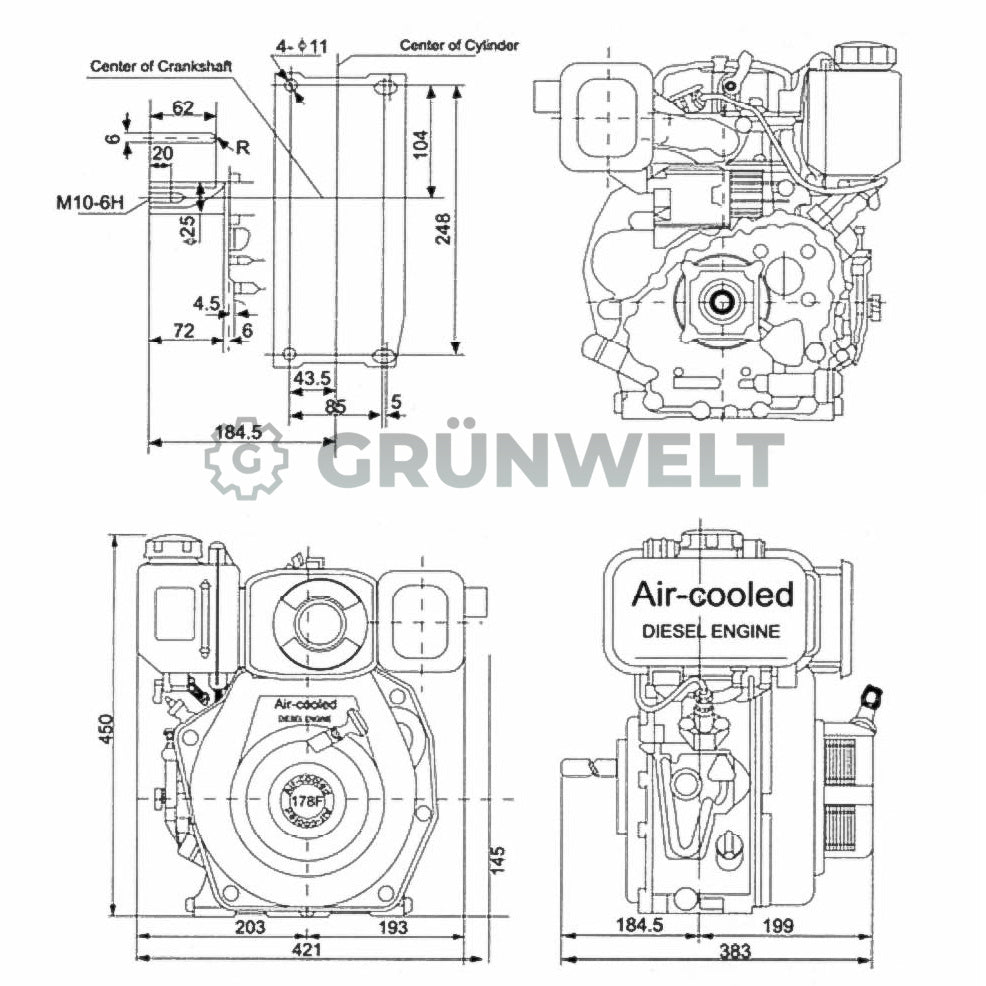 Dieselmotor Weima WM178F mit Papierluftfilter