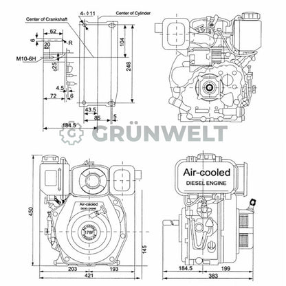 Dieselmotor Weima WM178F mit Papierluftfilter