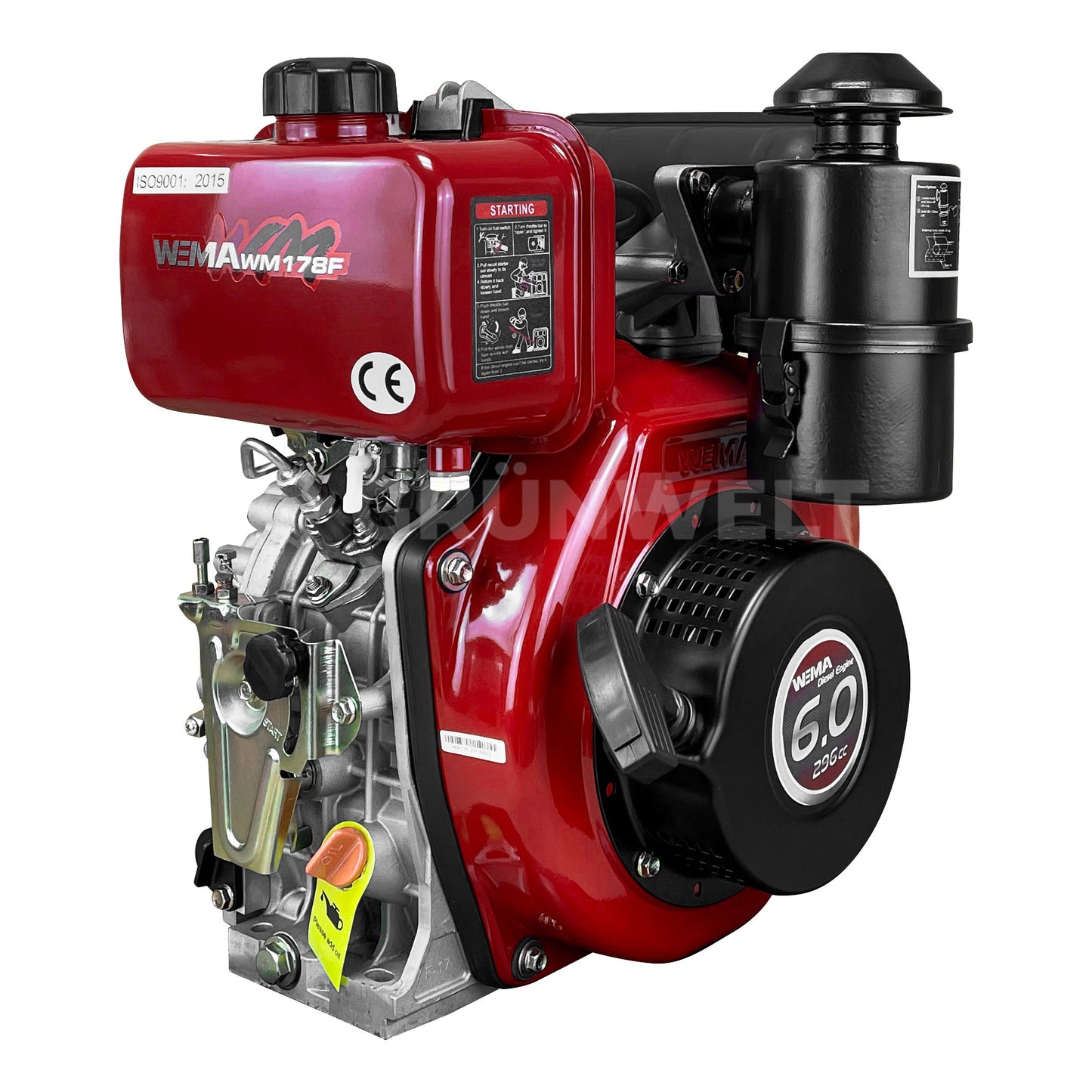 Dieselmotor Weima WM178F mit Ölbadluftfilter und mit Keilwelle (25 mm)