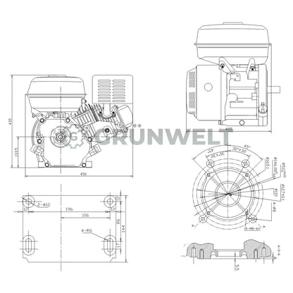 Benzinmotor Weima WM190F-T mit Keilwelle (25 mm)